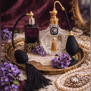 Vintage Crystal Atomizer Perfume Bottle Set Victoria Secret Glass Vanity